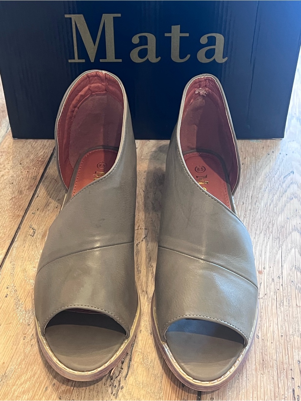 Mata Women's Taupe Leather Open-Toe Ankle Booties
